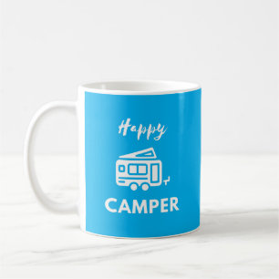 Happy Camper in wit met blauwe achtergrond Koffiemok