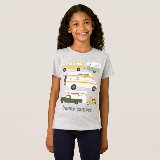 HAPPY CAMPER  kampeerwagen RV CUSTOM T-shirt (Voorkant volledig)