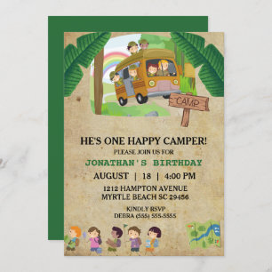 Happy Camper Kids Birthday Party Kaart
