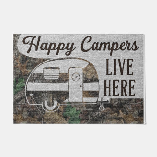Happy Camper Lives Here Doormat, Personalized Deurmat