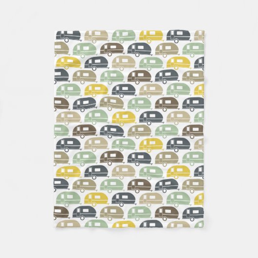 Happy Camper | Modern Camper Blanket Retro Blues Fleece Deken (Voorkant)