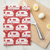 Happy Camper | Modern Camper Decor Red White Theedoek (Quarter Fold)