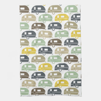 Happy Camper | Moderne decor-retro van Camper Theedoek