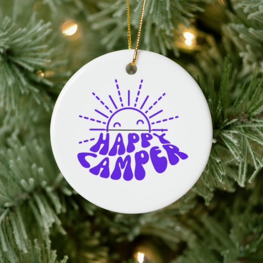 Happy Camper op een Keramisch Ornament (Boom)