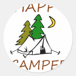 Happy Camper Outdoor Ronde Sticker