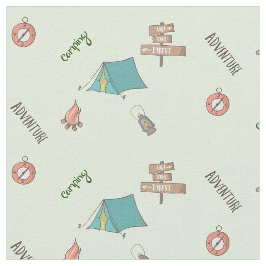 Happy Camper Pattern Stof (Close Up)