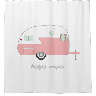Happy Camper Pink Douchegordijn