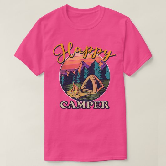 Happy Camper Retro Funny Matching Camping T-shirt (Design voorkant)