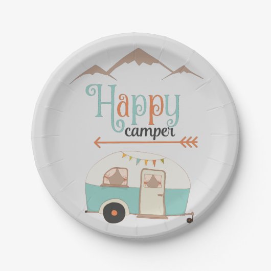 HAPPY CAMPER RETRO PAPIEREN BORDJE (Voorkant)
