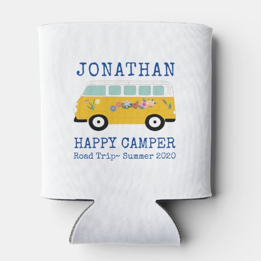 Happy Camper Retro RV Blue Custom Coooler Blikjeskoeler (Achterkant)