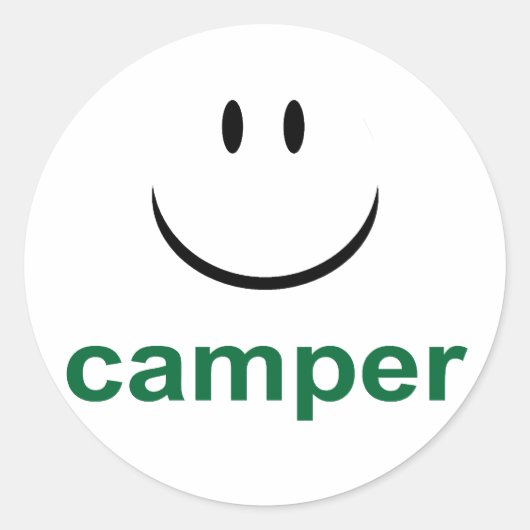 Happy Camper Ronde Sticker (Voorkant)