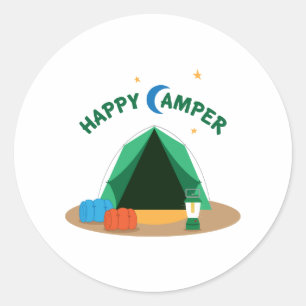 Happy Camper Ronde Sticker