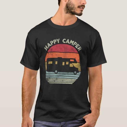 Happy Camper RV Camping Distress Retro T-shirt (Voorkant)