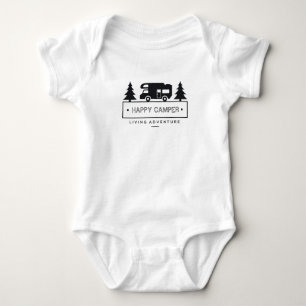 Happy Camper RV Motorhome Black en White Romper