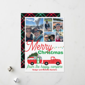 Happy Camper RV Travel Trailer-kerstfoto's Feestdagenkaart