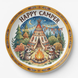 "Happy Camper" Schattige Wasberen Kamperen Kindere Papieren Bordje