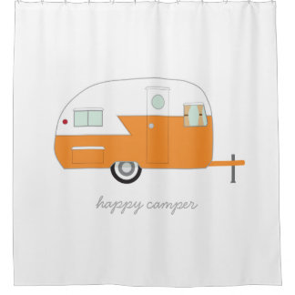Happy Camper Sinaasappel Douchegordijn