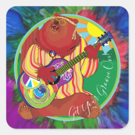 Happy Camper Singing Beer Stickers Square