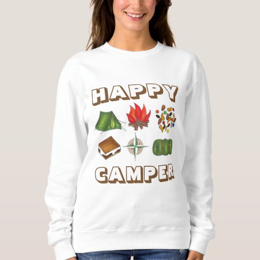 Happy Camper Tent Compass Fire Camping Sweatshirt (Voorkant)