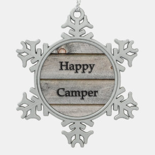 Happy Camper Tin Sneeuwvlok Ornament