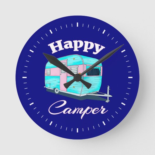 Happy Camper Trailer Camping Ronde Klok (Voorkant)