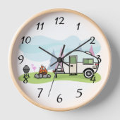 Happy Camper Trailer Large Clock (Voorkant)