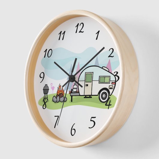 Happy Camper Trailer Large Clock (Hoek)