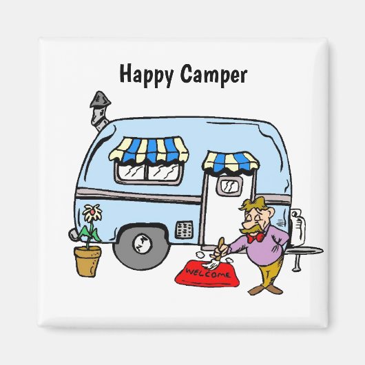 Happy Camper Trailer Magneet (Voorkant)