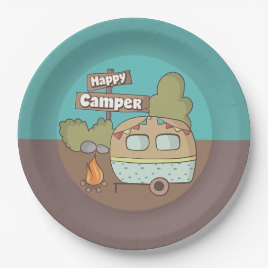 Happy Camper Trailer Paper Bord (Voorkant)