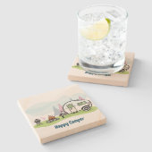 Happy Camper Trailer Stenen Onderzetter (Zijkant)