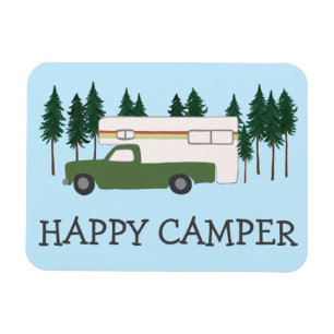 HAPPY CAMPER Truck Camping RVing Motorhome Trees Magneet