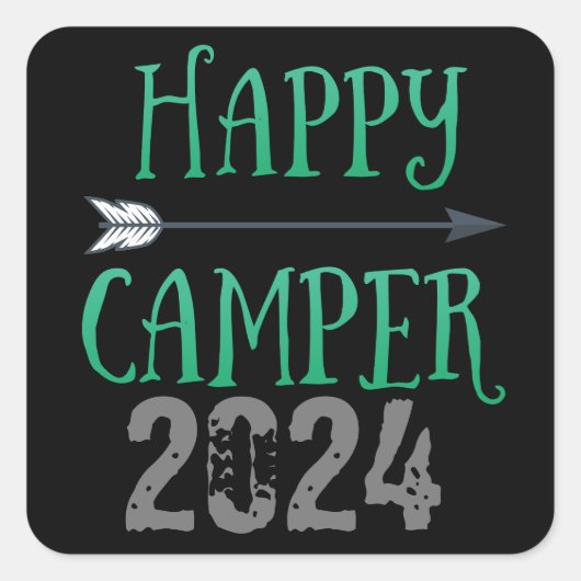 Happy Camper Vierkante Sticker (Voorkant)