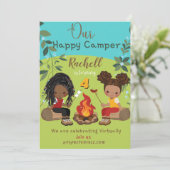 Happy Camper Virtual Birthday Invitation Kaart (Staand voorkant)