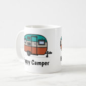 Happy Camper, voeg tekst toe, koffie Mok (Voorkant links)
