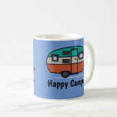 Happy Camper, voeg tekst toe, koffie Mok (Voorkant rechts)