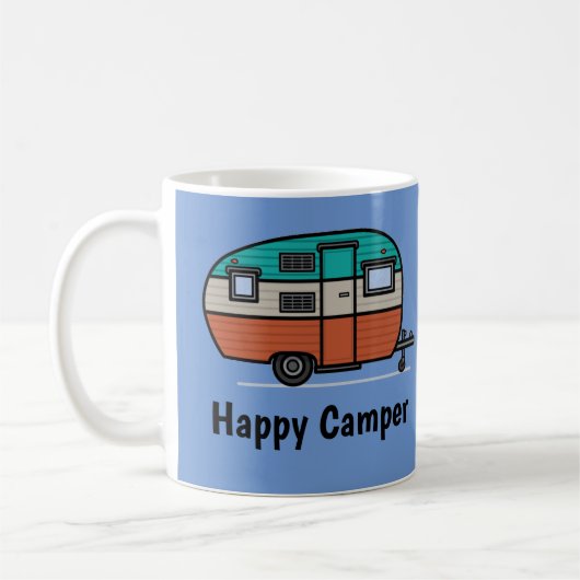 Happy Camper, voeg tekst toe, koffie Mok (Links)