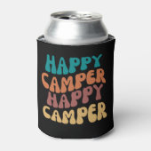 Happy Camper Wavy Retro Kleurrijke tekst Blikjeskoeler (Blikje Voorkant)