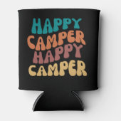 Happy Camper Wavy Retro Kleurrijke tekst Blikjeskoeler (Voorkant)