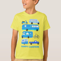 HAPPY CAMPERS Camping Trailer RV Van Blue