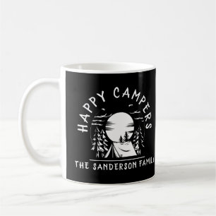 Happy Campers Family Name Camping Trip Black Koffiemok