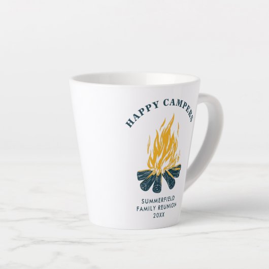 Happy Campers Family Reunion Custom Latte Mok (Rechterhoek)