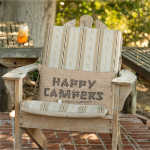 Happy Campers lumbar faux burlap pillow Buitenkussen