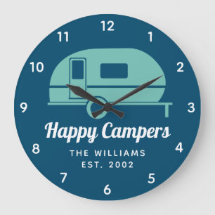 Happy Campers Navy Blauwgroen Camping Grote Klok