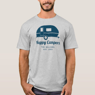 Happy Campers Navy Gray Camping T-shirt