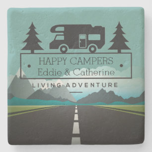 Happy Campers pensioen   RV Camping Reizen Stenen Onderzetter