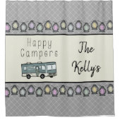 Happy Campers Personalized RV Douchegordijn (Voorkant)
