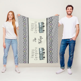 Happy Campers Personalized RV Fleece Deken