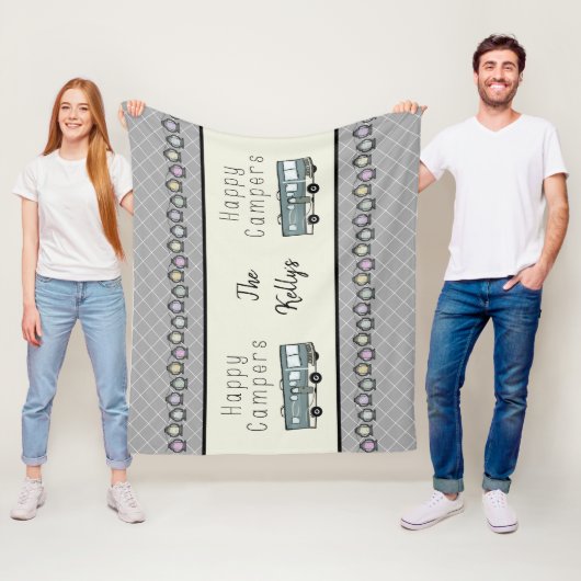 Happy Campers Personalized RV Fleece Deken (In situ)