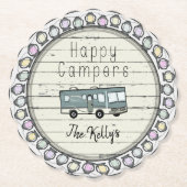 Happy Campers Personalized RV Kartonnen Onderzetters (Voorkant)