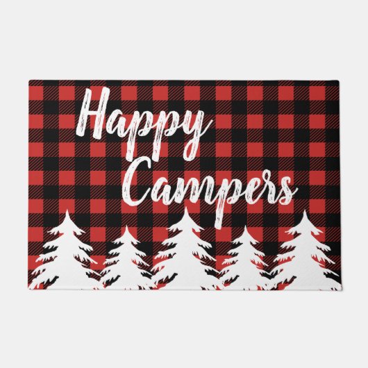 Happy Campers Rustic Buffalo Check Pset & Forest Deurmat (Voorkant)